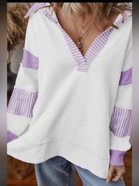 SOFT WASHED COLOR BLOCK TOP LAVENDER